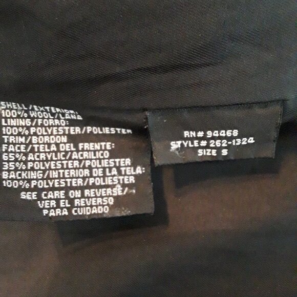 Braetan Black Wool Button Coat with Faux Fur Collar Women's Sz Small - Picture 6 of 7